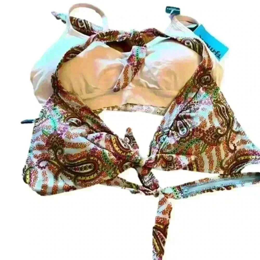 Paisley bikini Swimsuit Seamless Bralette Set NEW Boho Beach Vacation resort